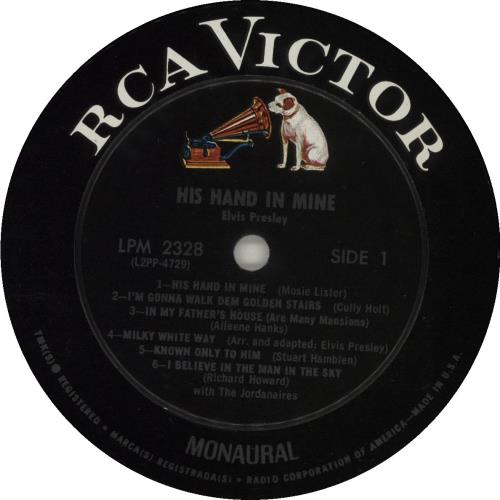 Elvis Presley His Hand In Mine - Mono - 2nd US vinyl LP album (LP